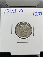 1943-D MERCURY SILVER DIME