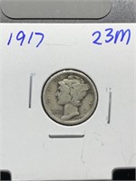 1917 MERCURY SILVER DIME