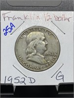 1952 FRANKLIN SILVER HALF DOLLAR