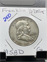 1958-D FRANKLIN SILVER HALF DOLLAR