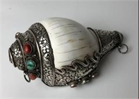 Shell with Repousse Silver Accents