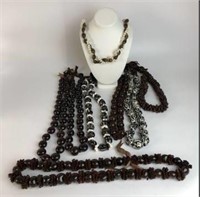 Large Wood and Seed Bead Necklaces
