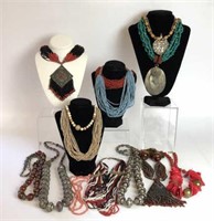 Large Bead and Metal Necklaces