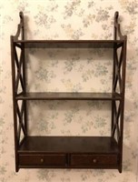 Hanging Wooden Wall Shelf with Drawers