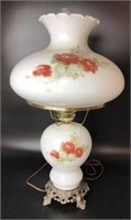 Parlor Lamp with Glass Shade, Floral Motif