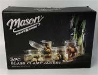 Mason Five Piece Glass Clamp Jar Set