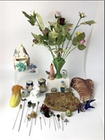 Hat Pins and Holders, Porcelain Flowers, Wall