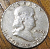 Franklin  half dollar  1954