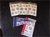 Lot of NHL Stickers, Patriots Temp Tattoos & Flag