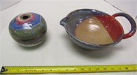 2pc Multicolor Pottery - 1 is 3 dog Pottery Reno
