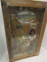 14x21 Fishing Shadow Box w Wood Frame