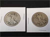 (2) Walking Liberty 1/2 Dollars 90% Silver