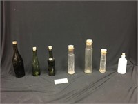 (7) Decorative Glass Bottles
