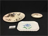 2 Ceramic Serving Trays And Small Bowl