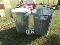2 GALVANIZED GARBAGE CANS