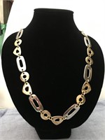 Gold and Silver Metal Round Links Necklace