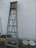 Wooden 8' Fold Up Ladder Painted Green