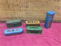 5 x Vintage Spark Plug Tins