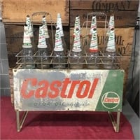 Original Castrol Oil Rack, Bottles & Tin Pourers