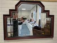 Ornate bevelled, wood frame  Mirror