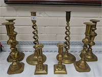 4 Pair good brass candlesticks