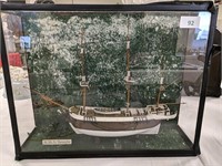 Handmade vintage model of HMS Beagle in case