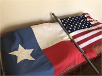 Texas & American Flags w/Poles (3' & 5')