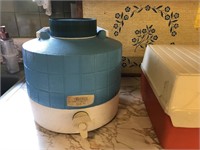 Antique Lunch Box, Water Cooler & Warning Tray