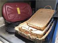 Covered Casserole Dishes & Woven Baskets