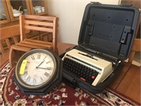 Typewriter, Rug, Clock, Child's Bench