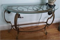 Modern Wrought Iron Glass Top Console Table