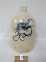 13 1/2 IN. BLUE DECORATED JUG: