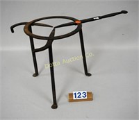 ANTIQUE THREE FOOTED HAND WROUGHT IRON FIREPLACE