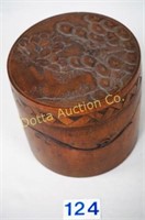 UNUSUAL MAHOGANY STORAGE CONTAINER WITH LID