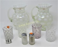 WHITE COIN SPOT OPALESCENT GLASS LOT: