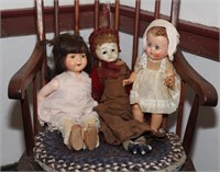 (3) Dolls - Ideal 12", 20" cloth doll w/? head,