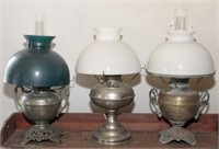 (3) nickel over brass electrified oil lights