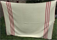 Wool blanket with pink stripes, 9' x 7' Label -