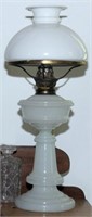 pedestal glass oil light w/shade, 19.5" h