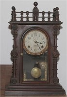 Victory Shelf Clock with turned gallery top and