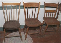 (3) plank seat chairs - 1 is 5 spindle bamboo