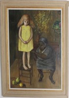 O/C painting "Girl in a Yellow Dress On A Chair"