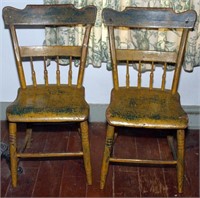 (2) half spindle plank chairs and an early cutter