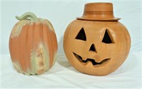 Terracotta Jack-o-lantern & Pumpkin