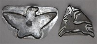 (2) tin cookie cutters - eagle & leaping stag,