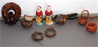 flat of assorted vintage Christmas decorations