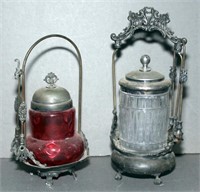(2) Pickle casters - 1 is cranberry, both with