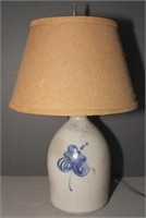 One gallon stoneware jug light with blue floral