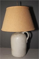 One gallon stoneware jug light, electrified, with