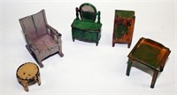5 pieces vintage Kilgore cast iron dollhouse